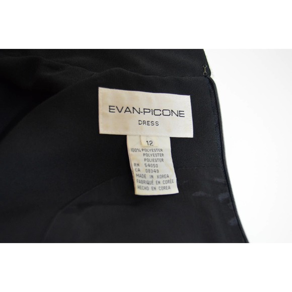 Vintage Little Black Dress Midi Evan Picone Beaded Collar Size 12 - Picture 3 of 7